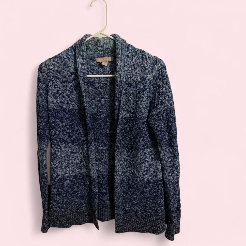 Banana Republic Sweater Women S Blue Ombre Basket Stitch Cardigan Cozy Knit